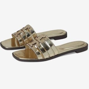 NEW Tory Burch Ines Slides in Sparkly Gold